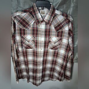 Ely Cattleman Men’s Red & Black Plaid Western Shirt